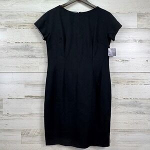 Andrea Viccaro Petite 10P Black 100% Wool Sheath Dress NWT Short Slv Vintage 90s